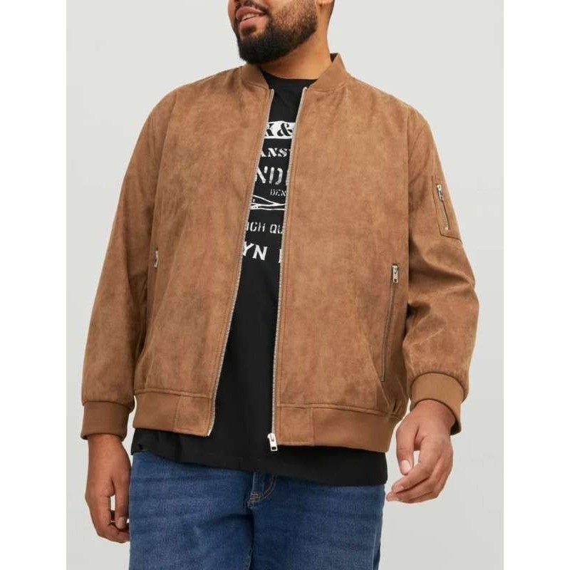 Giubbino taglie forti jack jones in tessuto simile camoscio primavera estate