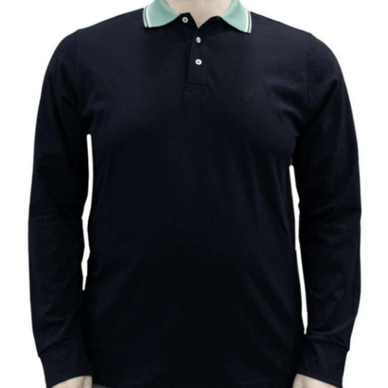 Polo taglie forti maxfort manica lunga in cotone blu