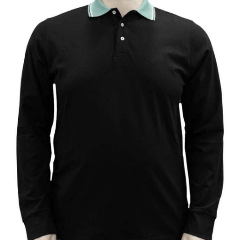 Polo taglie forti maxfort manica lunga in cotone nero