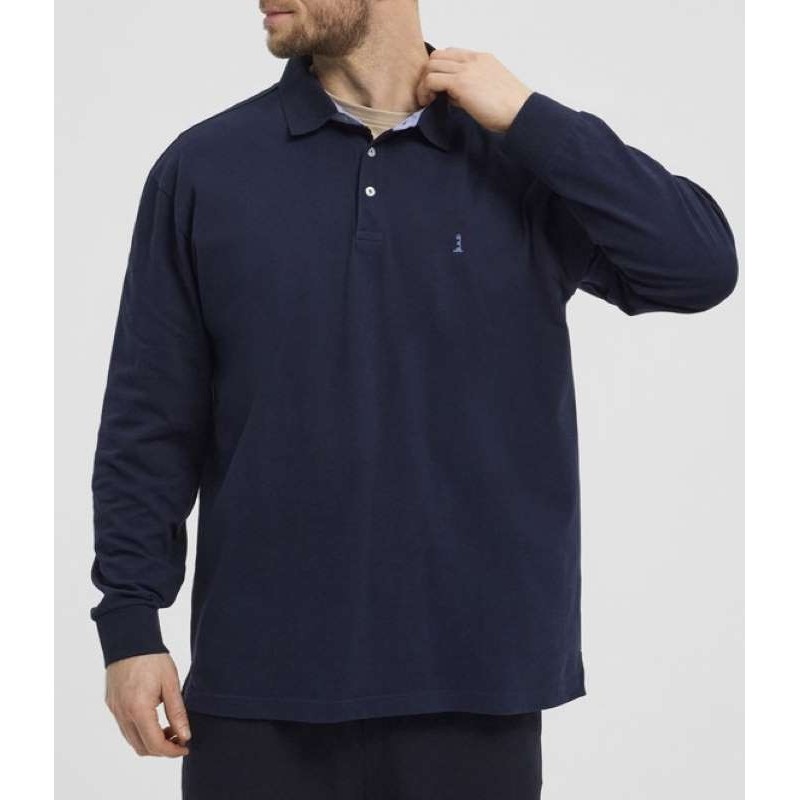 Polo taglie grandi North 564 manica lunga blu