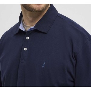 Polo taglie grandi North 564 manica lunga blu
