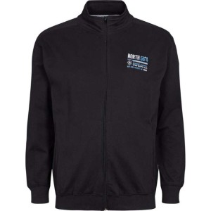 Felpa Taglie Forti North 564 uomo in cotone zip intera nera