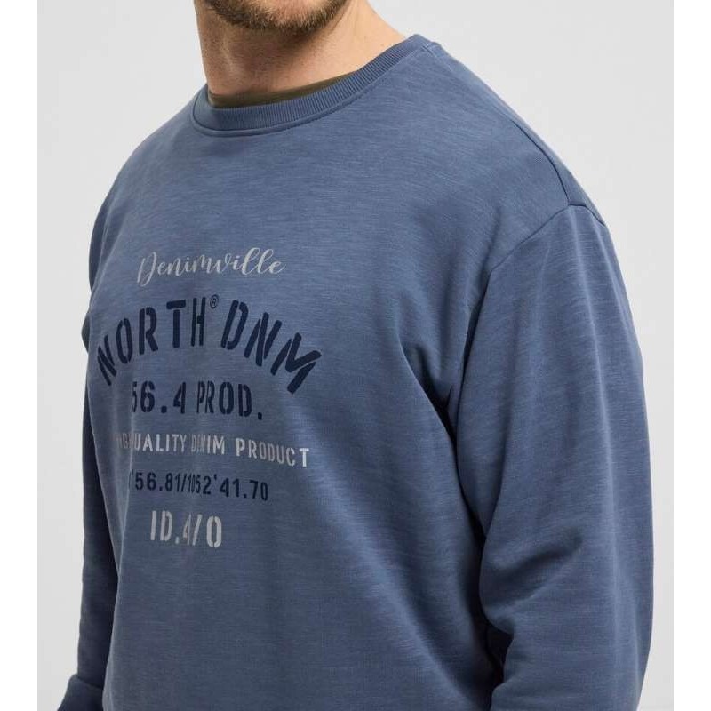 Felpa Taglie Forti girocollo North 564 uomo in cotone denim