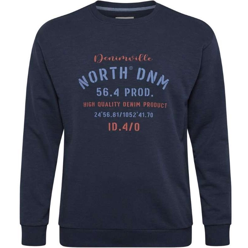 Felpa Taglie Forti girocollo North 564 uomo in cotone blu scuro