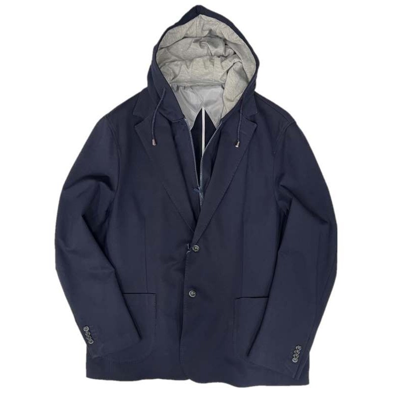 Giacca Taglie Forti Maxfort sportiva con cappuccio blu