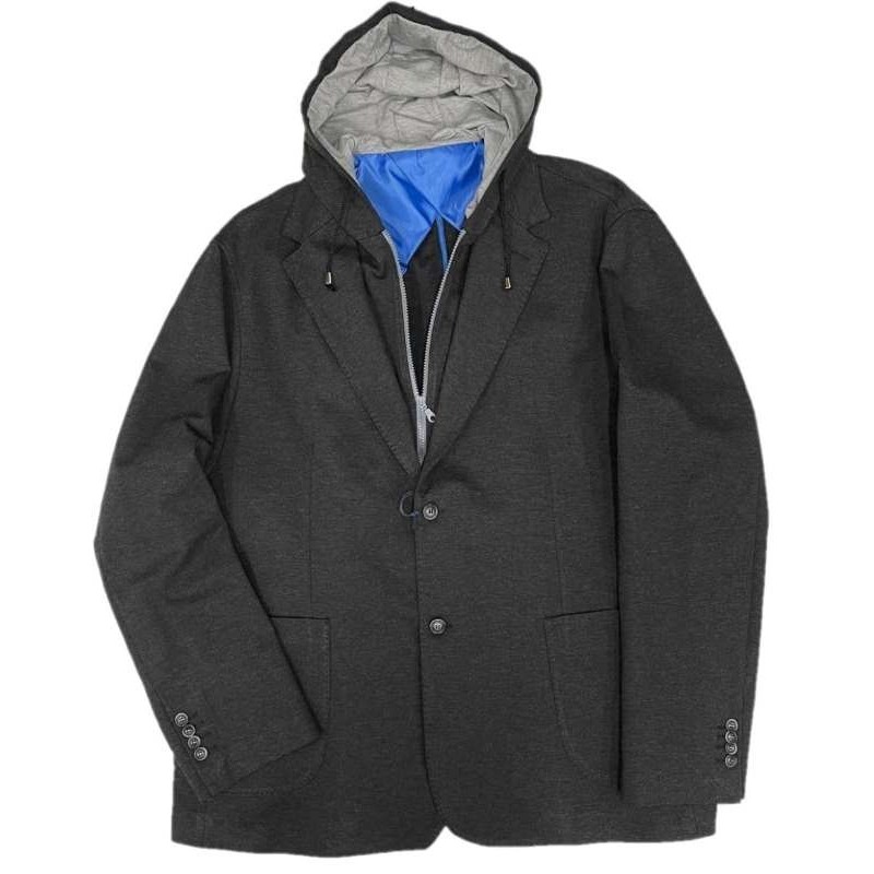 Giacca Taglie Forti Maxfort sportiva con cappuccio grigio scuro