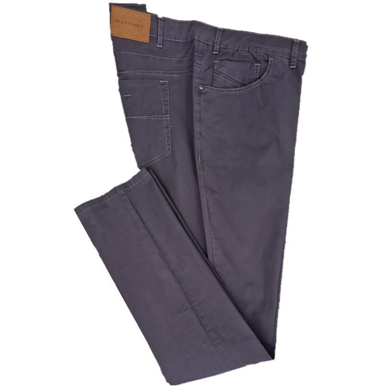 Pantalone Taglie Forti Maxfort in cotone elastico estivo grigio