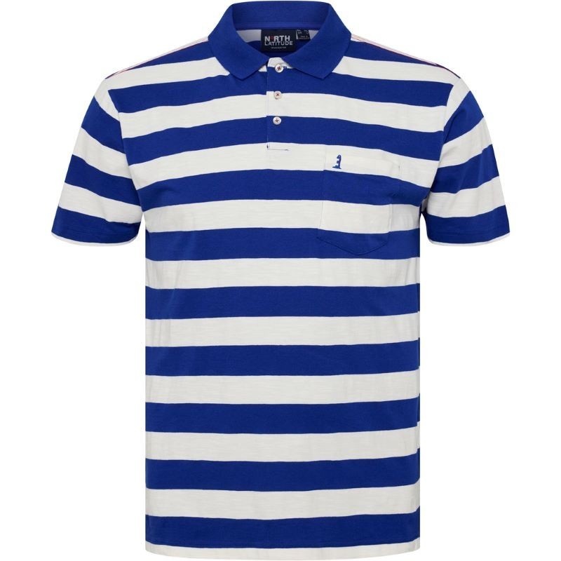 polo taglie forti in cotone manica corta a fasce north 564 bluette