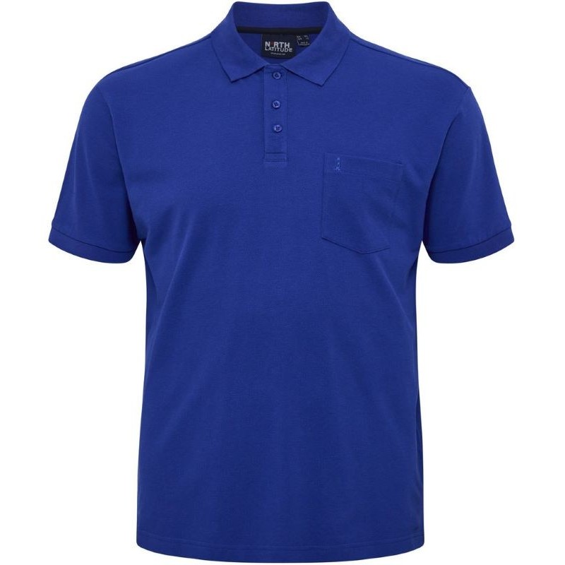 Polo taglie forti manica corta North 564 con taschino in cotone Piquet