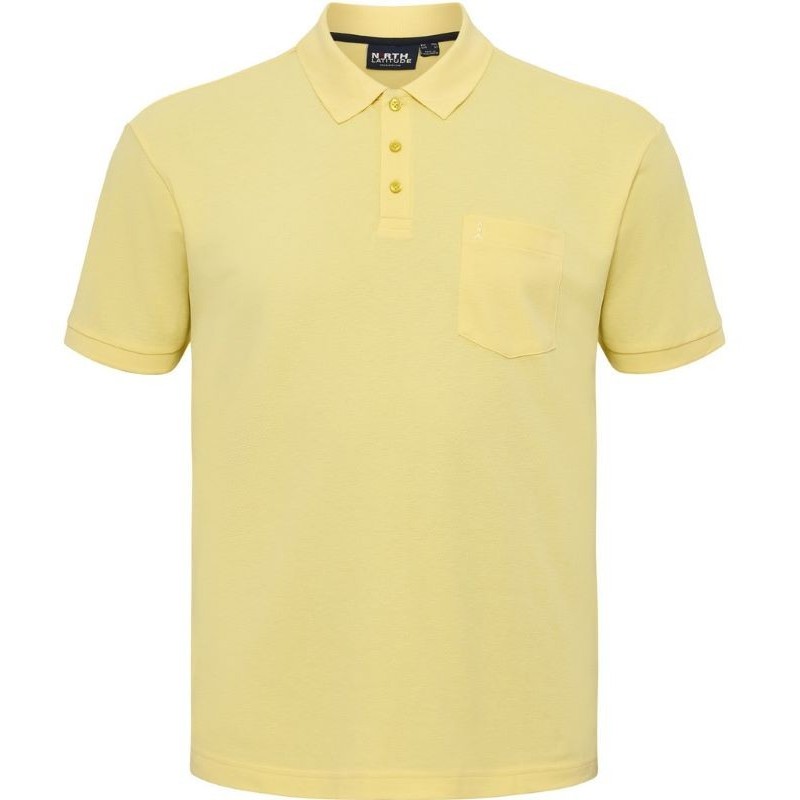 Polo taglie forti manica corta North 564 con taschino in cotone Piquet gialla