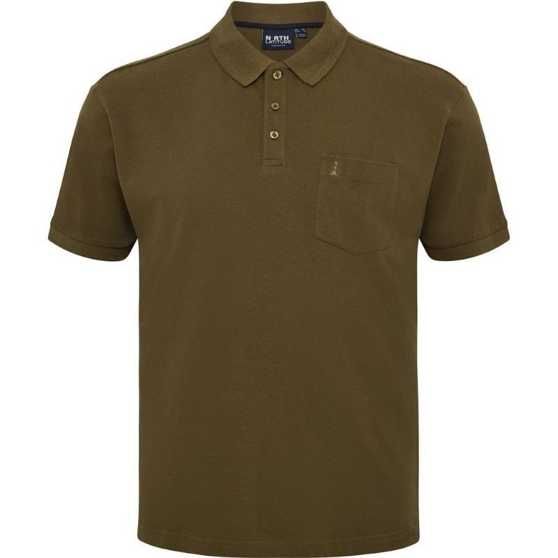 Polo taglie forti manica corta North 564 con taschino in cotone Piquet verde
