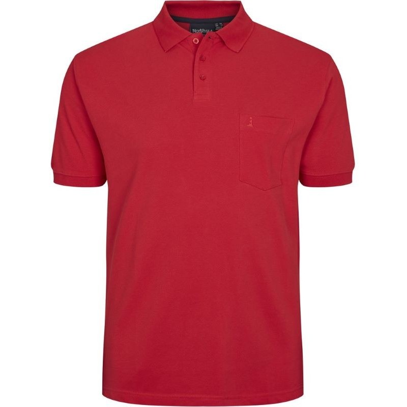 Polo taglie forti manica corta North 564 con taschino in cotone Piquet rosso