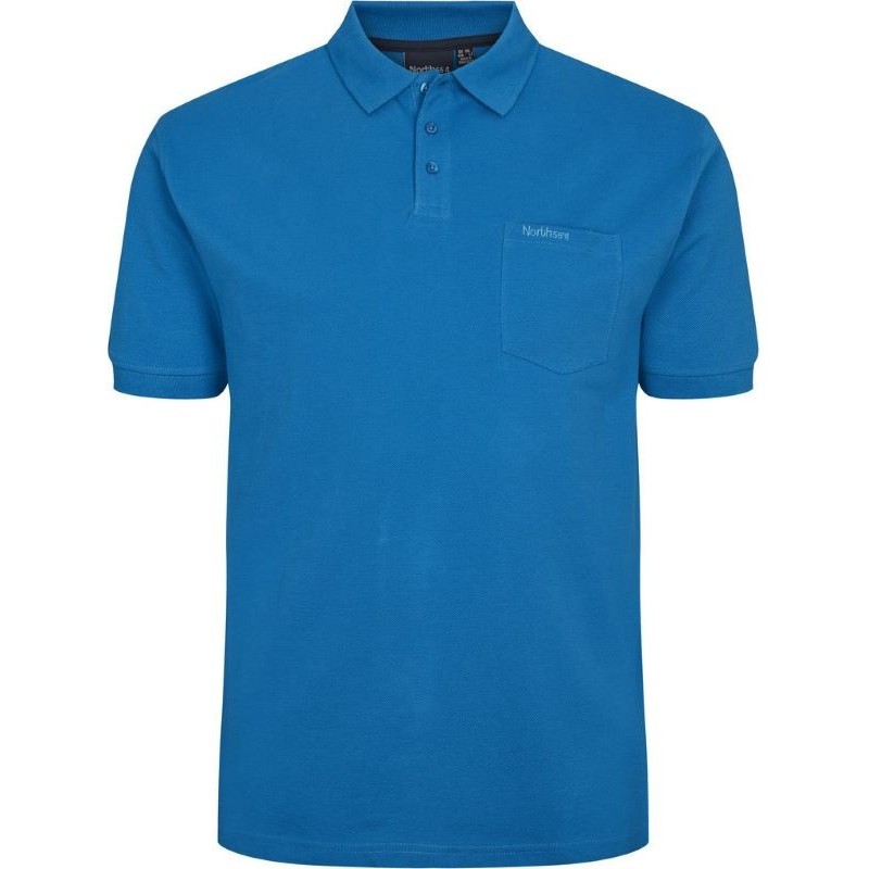 Polo taglie forti manica corta North 564 con taschino in cotone Piquet royal