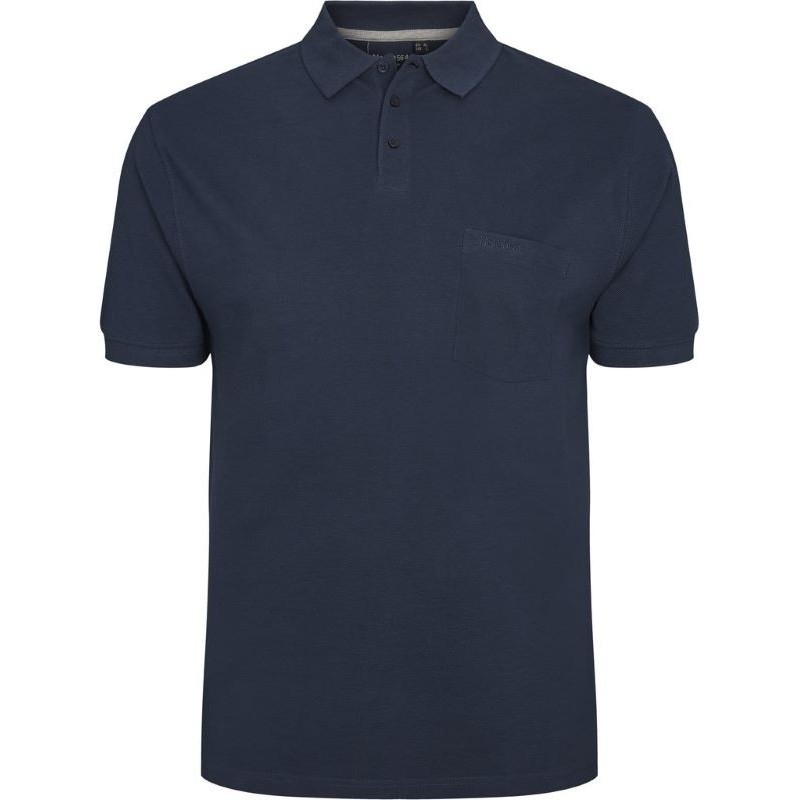Polo taglie forti manica corta North 564 con taschino in cotone Piquet blu scuro