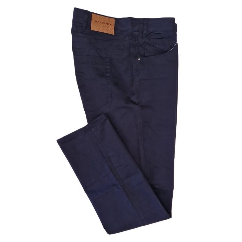 Maxfort pantalone taglie forti troy invernale elasticizzato modello 5 tasche blu scuro