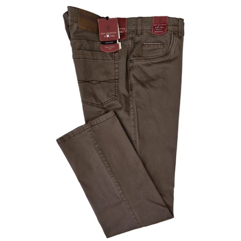 Sea barrier pantalone taglie forti uomo elasticizzato in fustagno cavallo alto moro