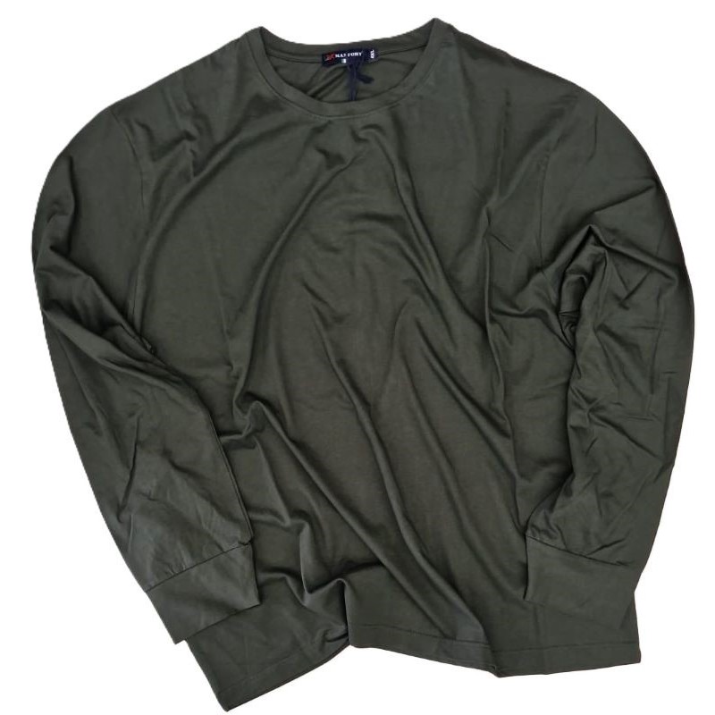 Maxfort maglia Taglie forti uomo in cotone manica lunga tinta unita verde