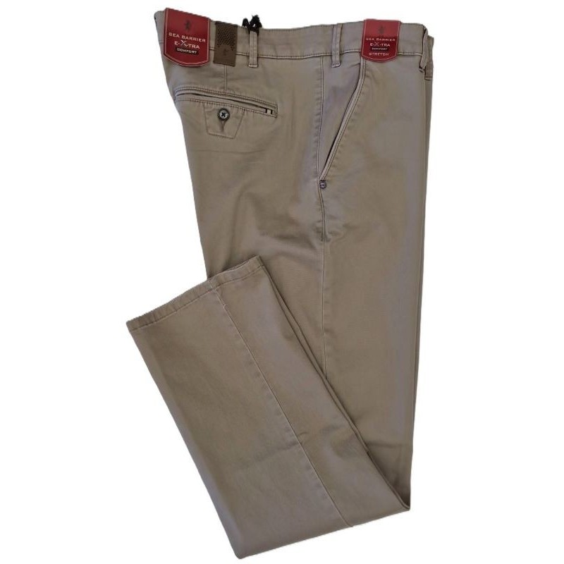 Sea barrier pantalone taglie forti elasticizzato tasca chino in fustagno cavallo alto sabbia