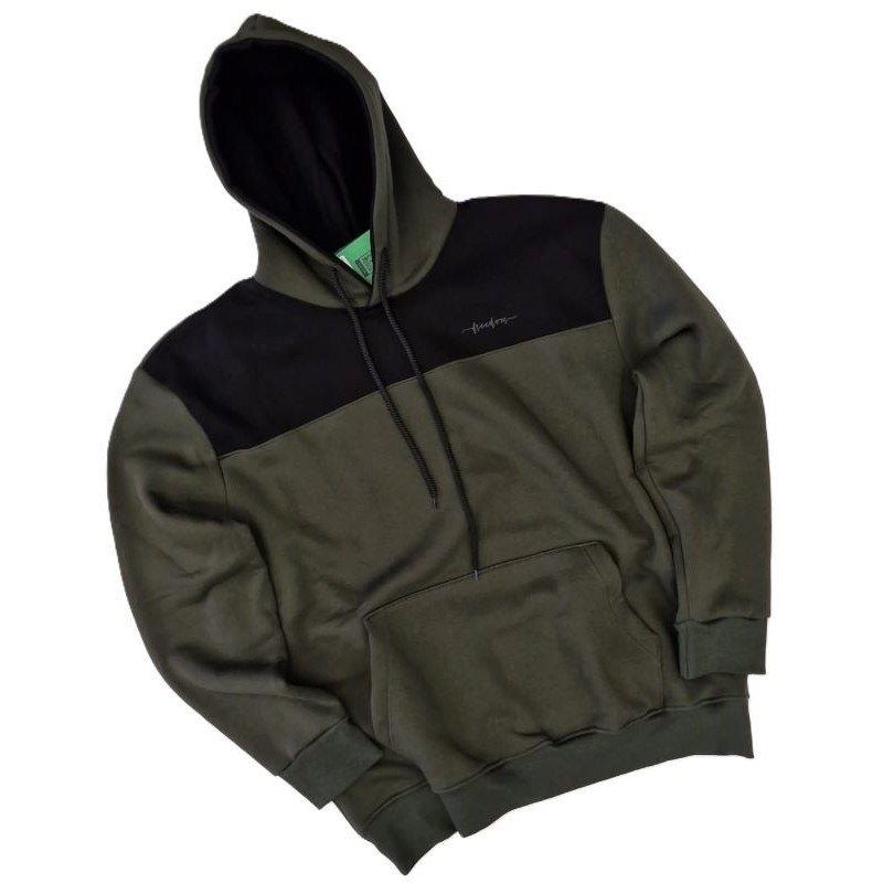 felpa taglie forti maxfort con cappuccio nero e verde