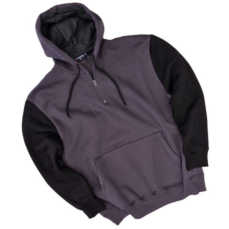 Maxfort: Felpa Taglie Forti Mezza Zip | Cappuccio da 3xl alla 10xl nera