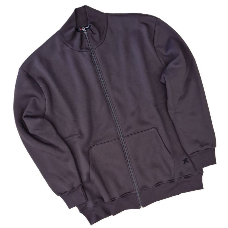 Felpa Uomo Taglie Forti Full Zip grigio, aggiungi un tocco di colore distintivo al tuo comfort in cotone felpato.
