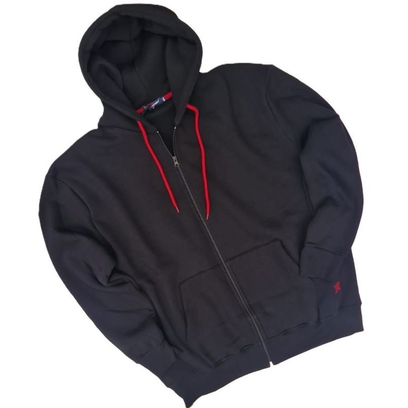 Maxfort felpa full zip con cappuccio uomo taglie forti 10XL nero in cotone felpato