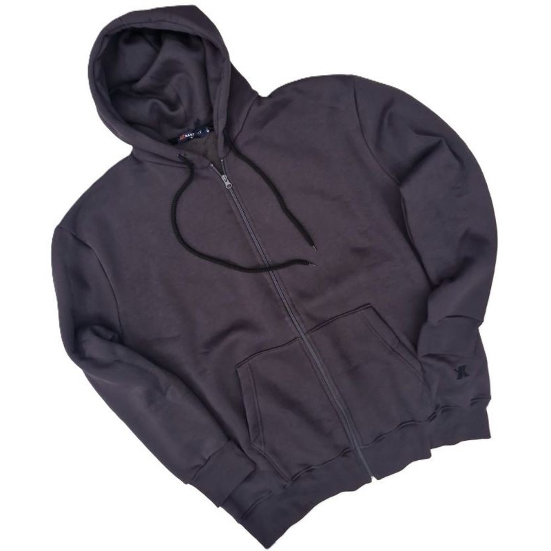 Maxfort felpa full zip con cappuccio uomo taglie forti 10XL grigio scuro in cotone felpato