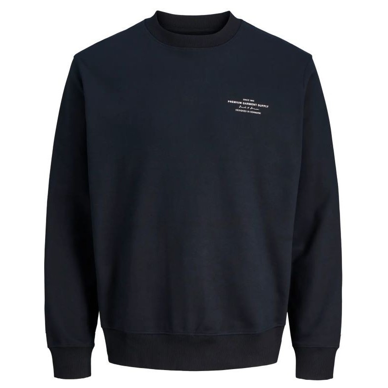 Felpa blu navy girocollo Jack & Jones Plus taglie forti uomo cotone 3XL-8XL
