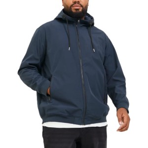 Giacca leggera da uomo Jack & Jones Plus Size con cappuccio e polsini, disponibile fino alla 8XL
