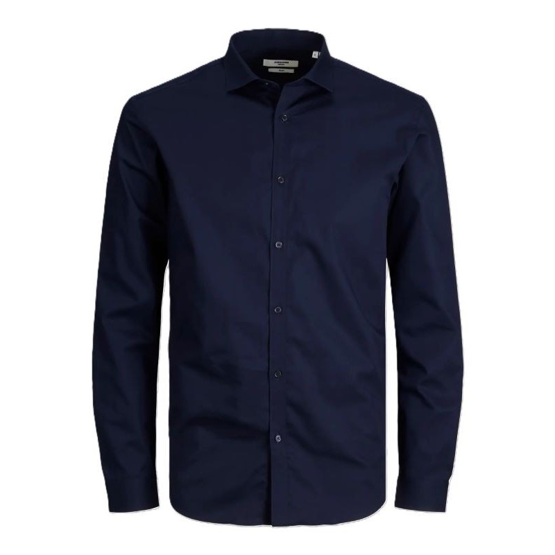 Camicia blu navy uomo taglie forti Jack & Jones facile stiro