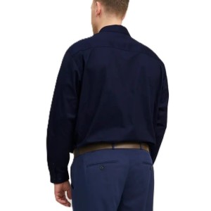 Dettaglio tessuto Twill camicia uomo taglie comode blu navy