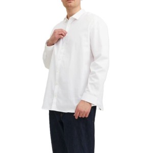 Camicia bianca uomo Jack & Jones taglie forti in cotone facile stiro
