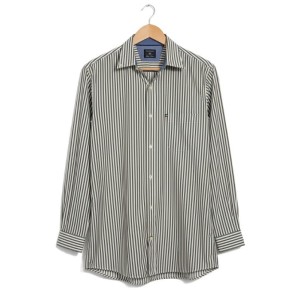 Camicia uomo taglie forti Ascot Sport a righe verdi con taschino - Vista frontale