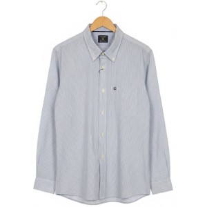 Camicia uomo calibrata 100% cotone celeste rigo stretto 3XL-6XL.