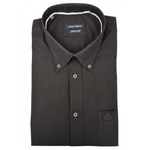 Camicia nera uomo calibrata Ascot Sport con taschino e button-down.