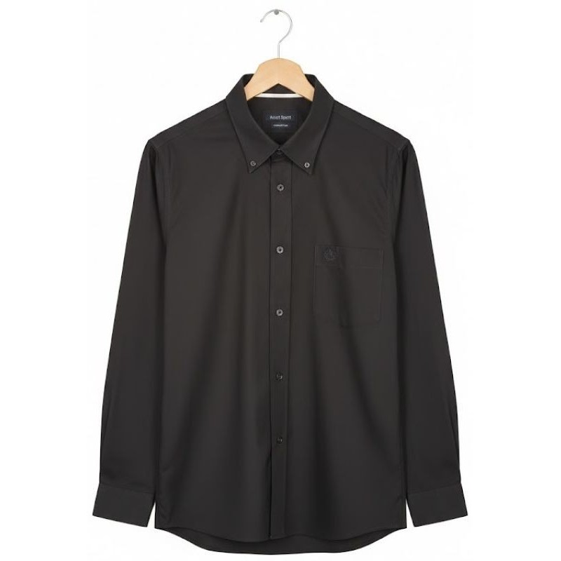 Camicia Ascot Sport nera taglie forti 3XL-6XL puro cotone.
