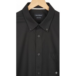 Camicia Ascot Sport nera 100% cotone vestibilità comoda taglie grandi.