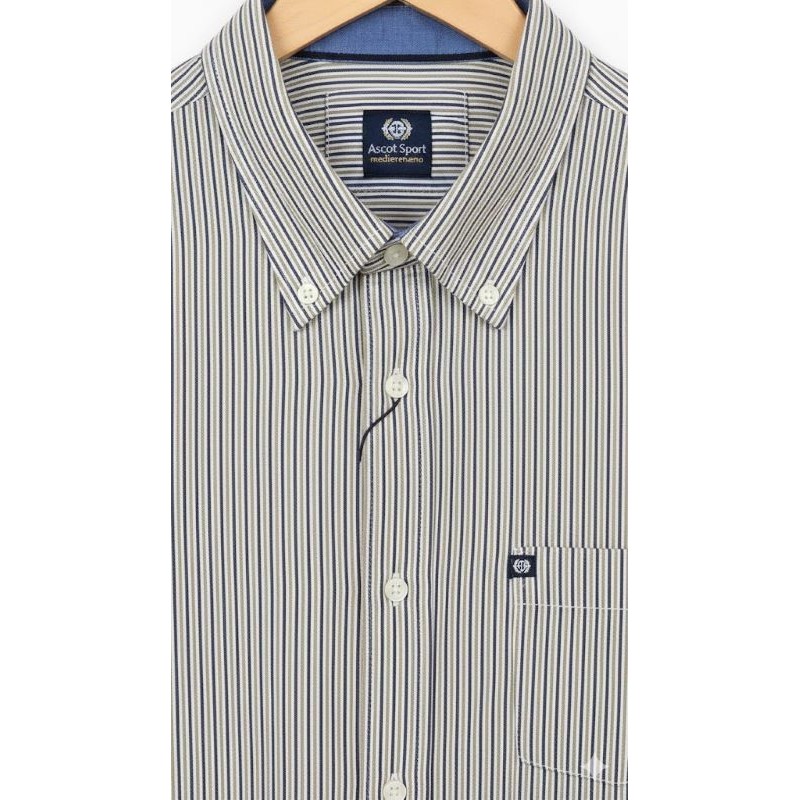 Camicia taglie forti uomo Ascot Sport a righine giallo ocra.