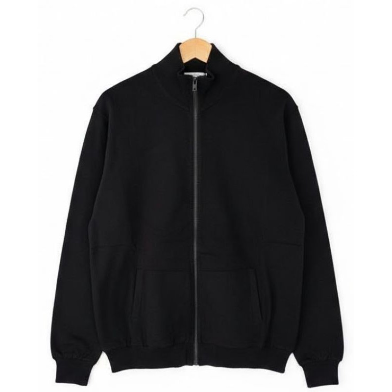 Maglione Maxfort nero taglie forti zip intera cotone primaverile 4XL-8XL