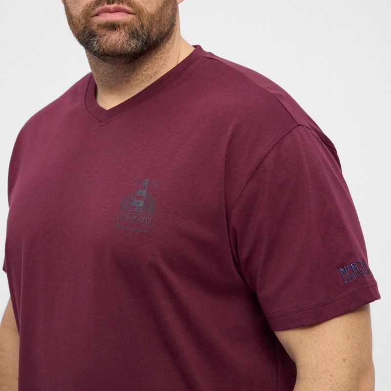T-shirt uomo taglie forti North bordeaux con vestibilità comoda sui fianchi