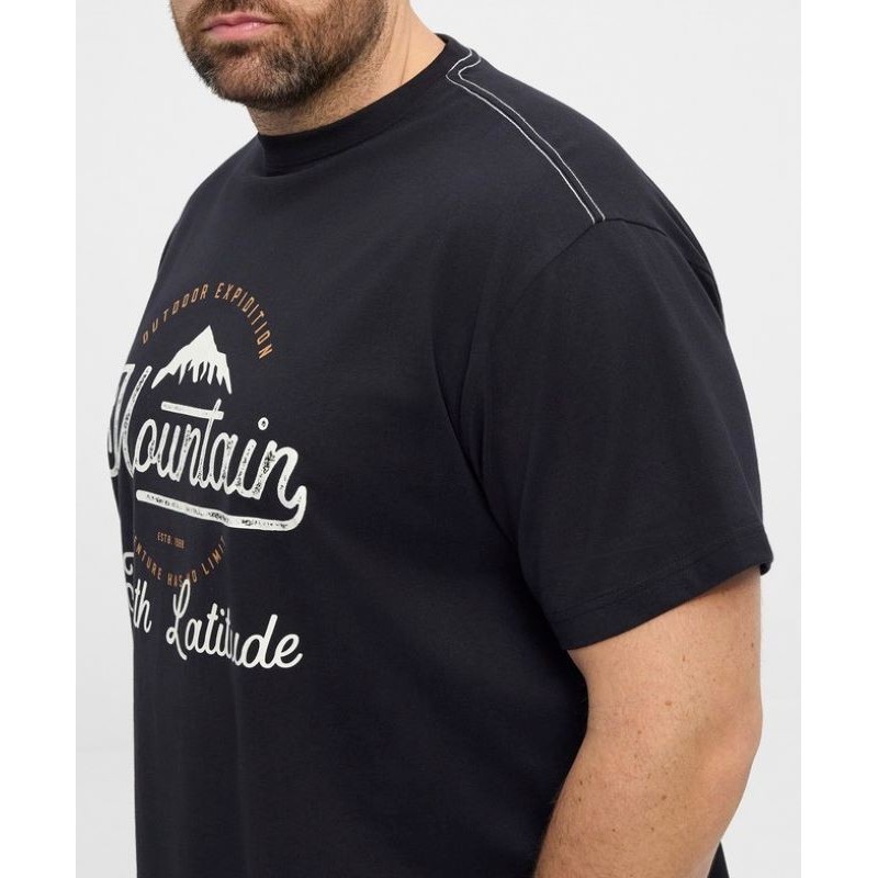 T-shirt nera uomo taglie grandi North stampa montagna