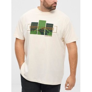 T-shirt bianca uomo taglie conformate North stampa verde