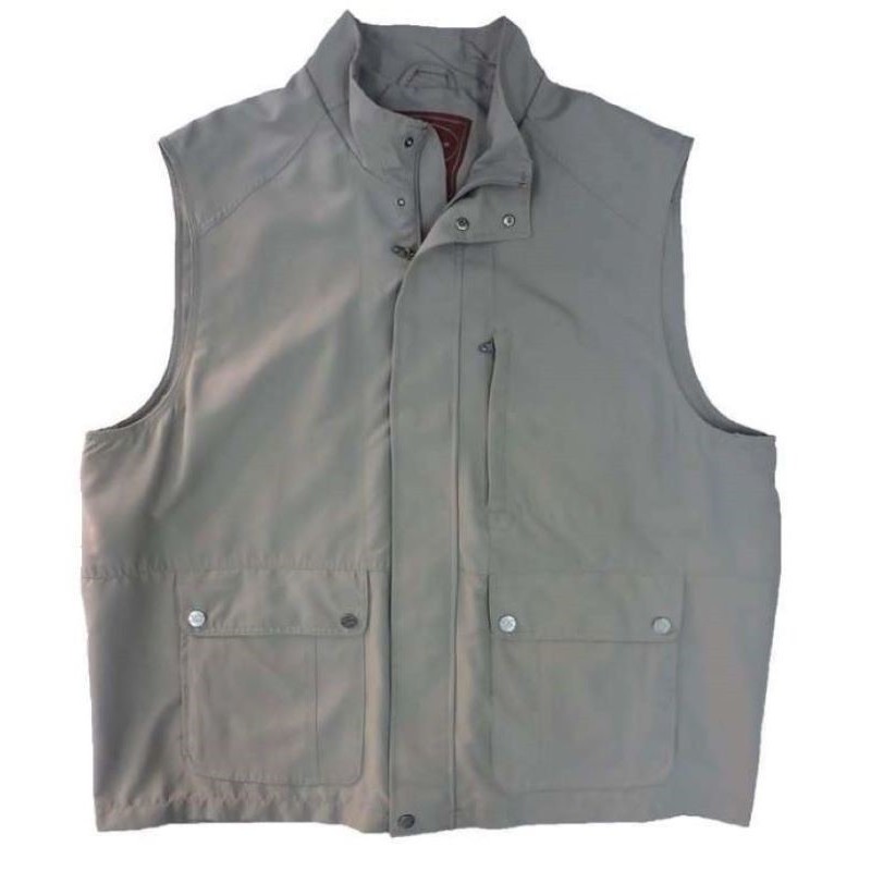 Dettaglio frontale smanicato Sea Barrier Jazio Grigio: cotone traspirante, tasche a sacchetto con doppio ingresso e taschino zip