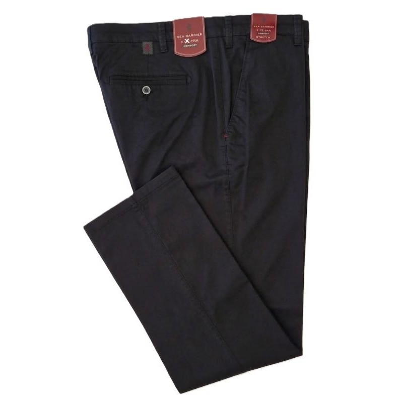 Pantalone nero Sea Barrier taglie forti: modello chino in cotone stretch Extra Comfort.
