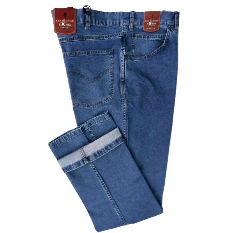 Jeans Sea Barrier Calibrato Azzurro Medio: denim sottile elasticizzato a cavallo alto per un comfort totale