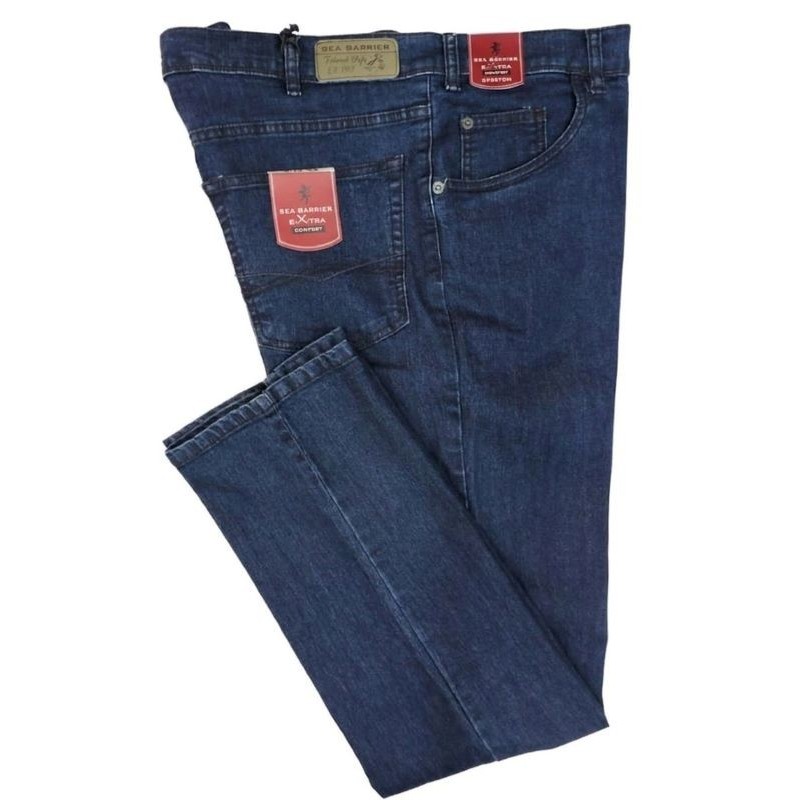 Jeans Sea Barrier blu scuro calibrato: denim stretch a vita alta per taglie forti