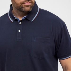 Polo Blu Scuro Taglie Forti North con Taschino | 3XL-8XL