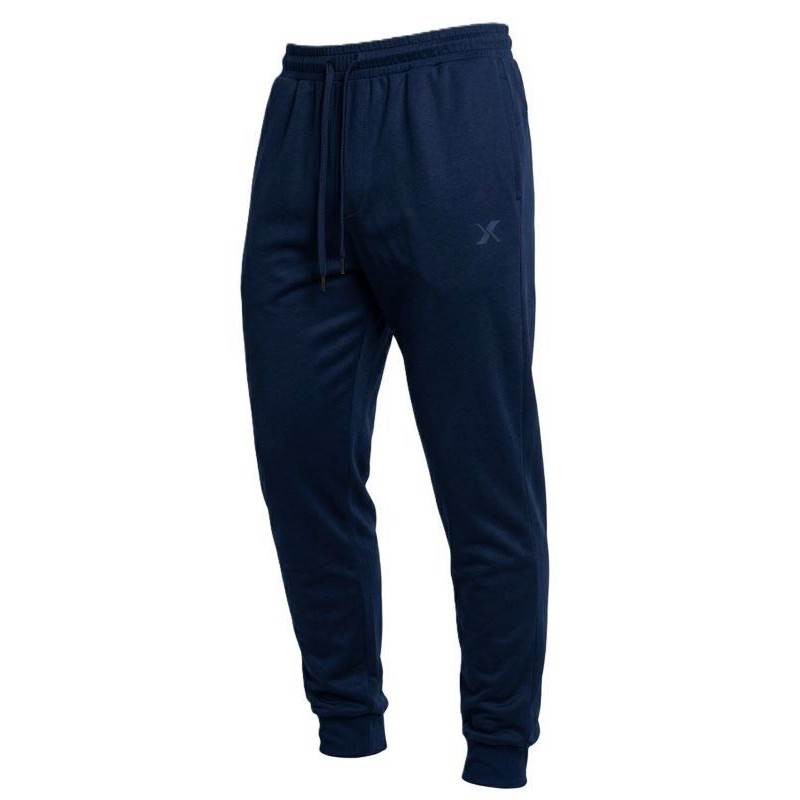 Pantalone tuta Maxfort blu elastico in vita con laccetto e polsino alla caviglia, vestibilità perfetta fino alla taglia 10XL