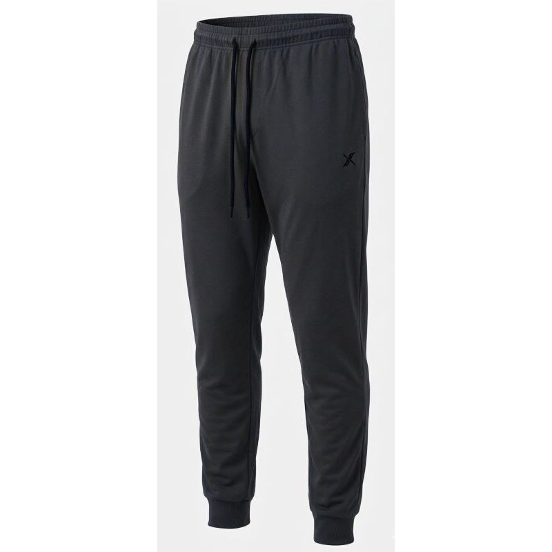 Pantalone tuta Maxfort antracite: dettaglio del tessuto jersey traspirante, taglio calibrato per taglie comode fino alla 10XL