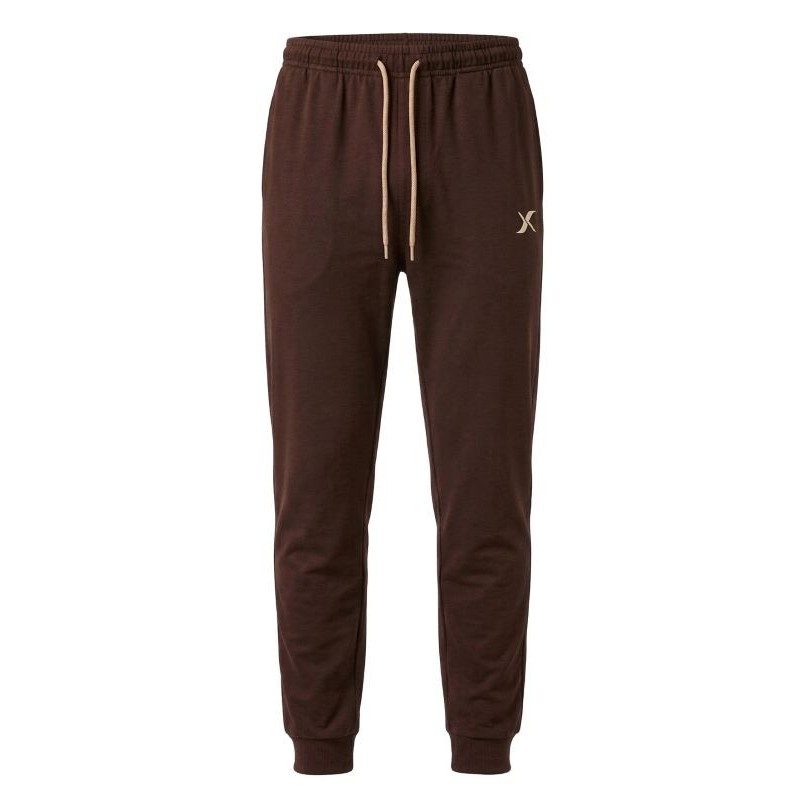pantaloni tuta taglie forti Maxfort color Moro in cotone garzato con laccetto regolabile e polsino